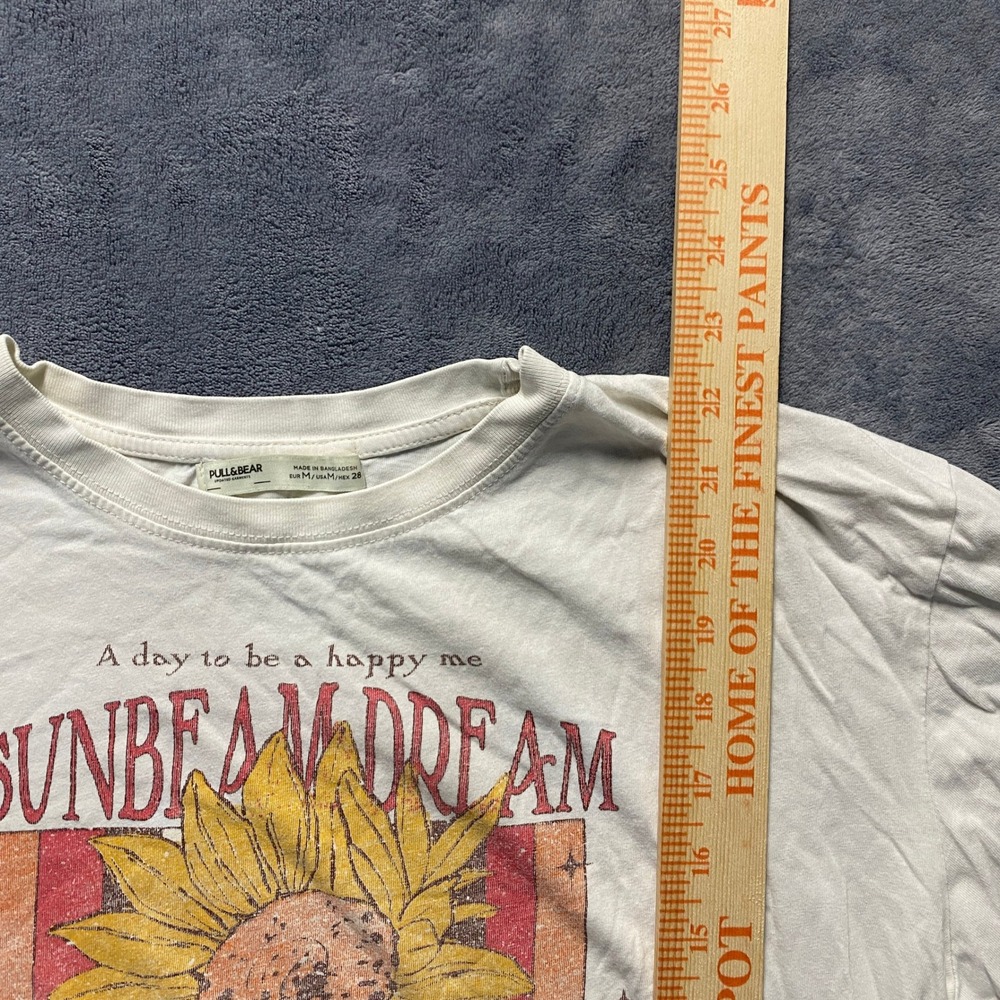Pull&Bear Tshirt Womens Medium Sunbeam Dream Sunflower Rainbow Graphic Tee - Picture 4 of 5